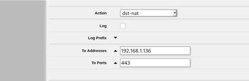 Port forwarding second section